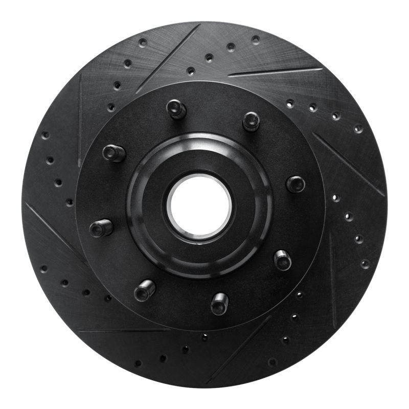 Ford F-250 Super Duty Brake Rotor (1) - Front Left - R1 Concepts - Drilled & Slotted - Black - `05-`07